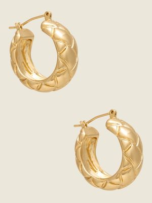 Gold-Tone Woven Texture Hoop Earrings