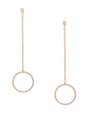 Rhinestone Pave Circle Linear Earrings