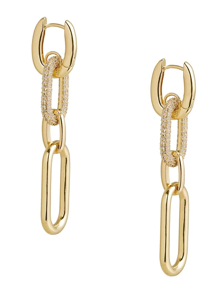 14K Gold-Plated Pave Paperclip Earring