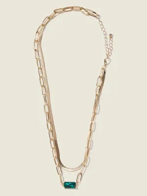 Gold-Tone Layered Mixed Chain Necklace