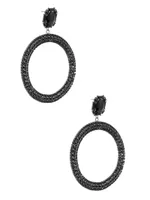 Black Rhinestone Statement Hoop Earrings