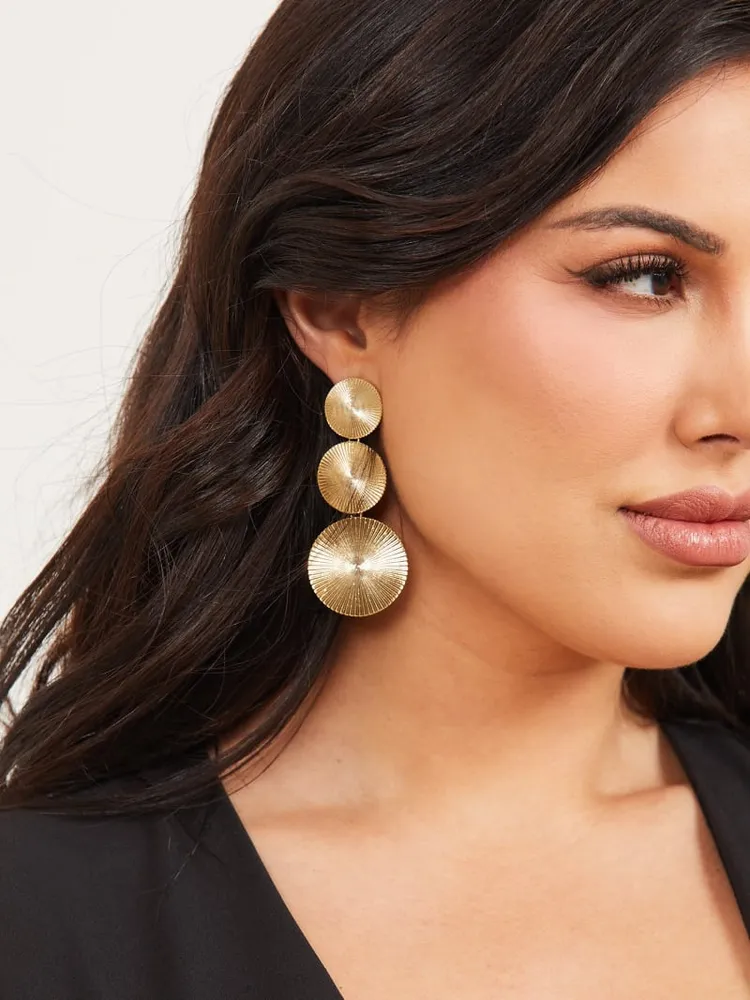 14K Gold-Plated Etched Coin Earring