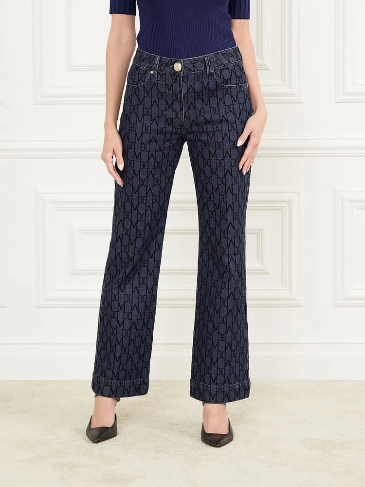 Bea Monogram Print Denim Pant