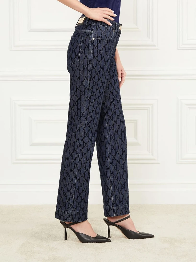 Bea Monogram Print Denim Pant