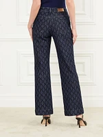 Bea Monogram Print Denim Pant