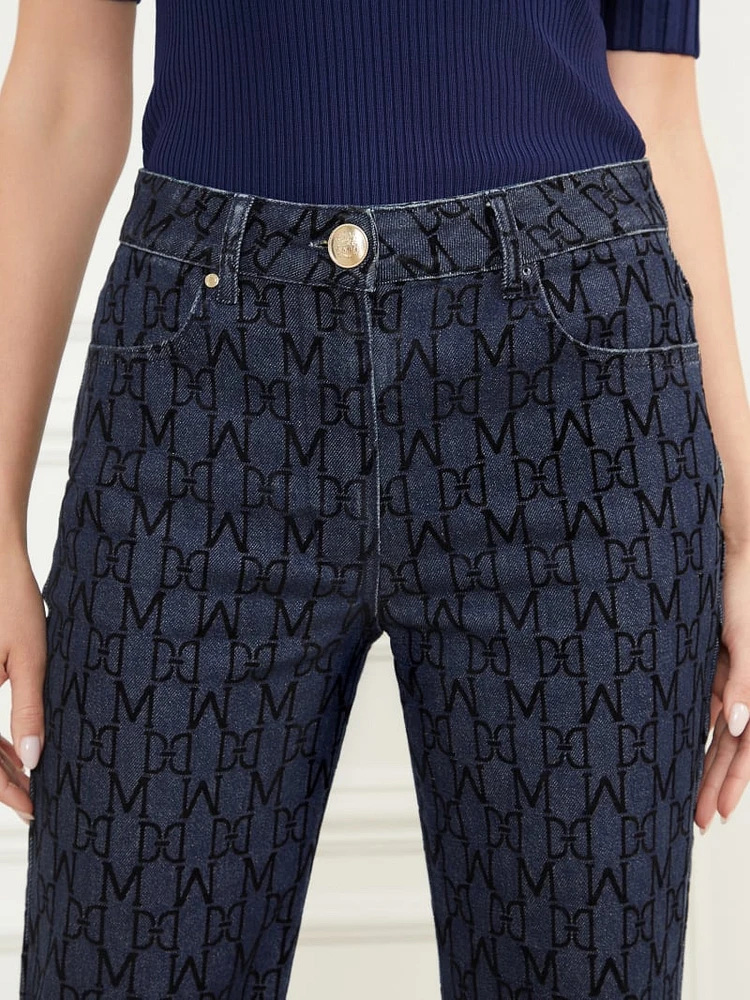 Bea Monogram Print Denim Pant