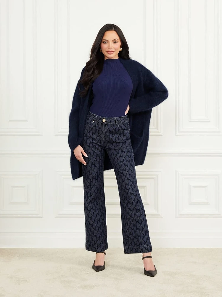 Bea Monogram Print Denim Pant