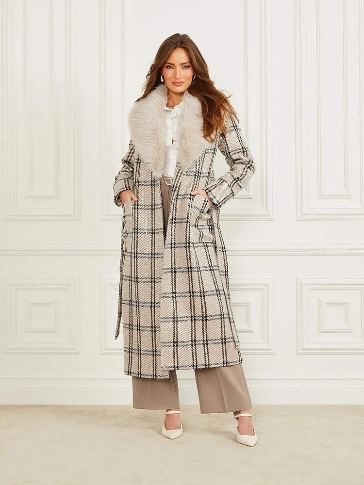 Charlize Sequin Plaid Wrap Coat