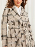 Charlize Sequin Plaid Wrap Coat