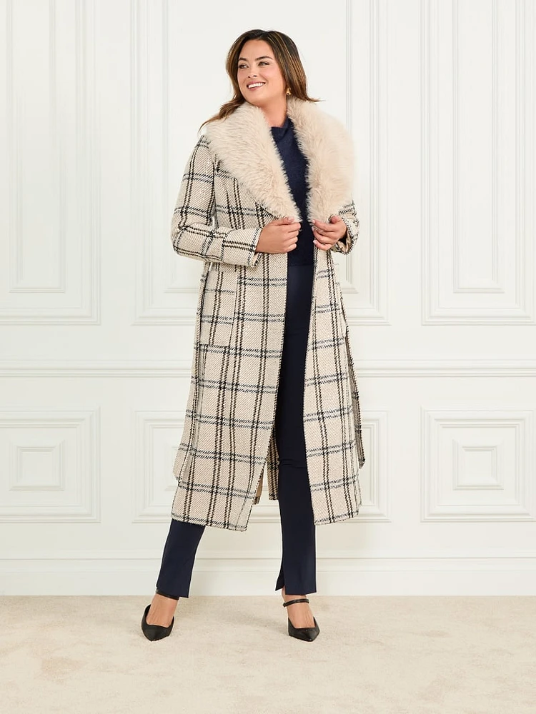 Charlize Sequin Plaid Wrap Coat