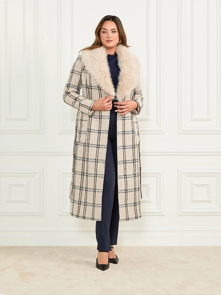 Charlize Sequin Plaid Wrap Coat