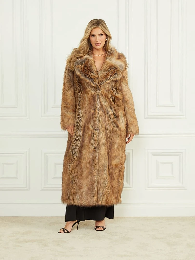 Stephanie Long Faux-Fur Coat