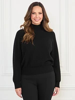 Denise Mock-Neck Ribbed Sweater