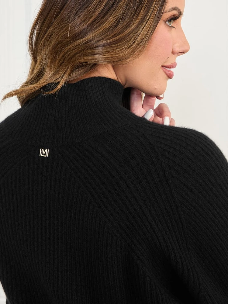 Denise Mock-Neck Ribbed Sweater