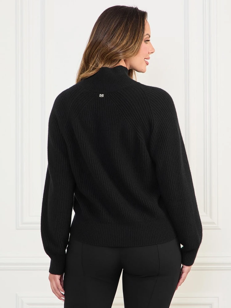 Denise Mock-Neck Ribbed Sweater