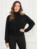 Denise Mock-Neck Ribbed Sweater