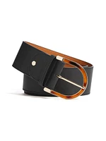 Tortoiseshell Buckle Leather Belt