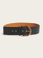 Tortoiseshell Buckle Leather Belt