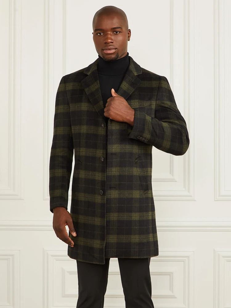 Single Breasted Plaid Coat