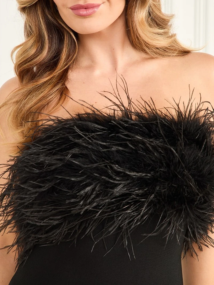 Evita Feather Bandage Dress