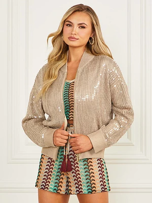 Claudia Sequins Sweater Jacket