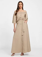 Pat Belted Maxi Skirt