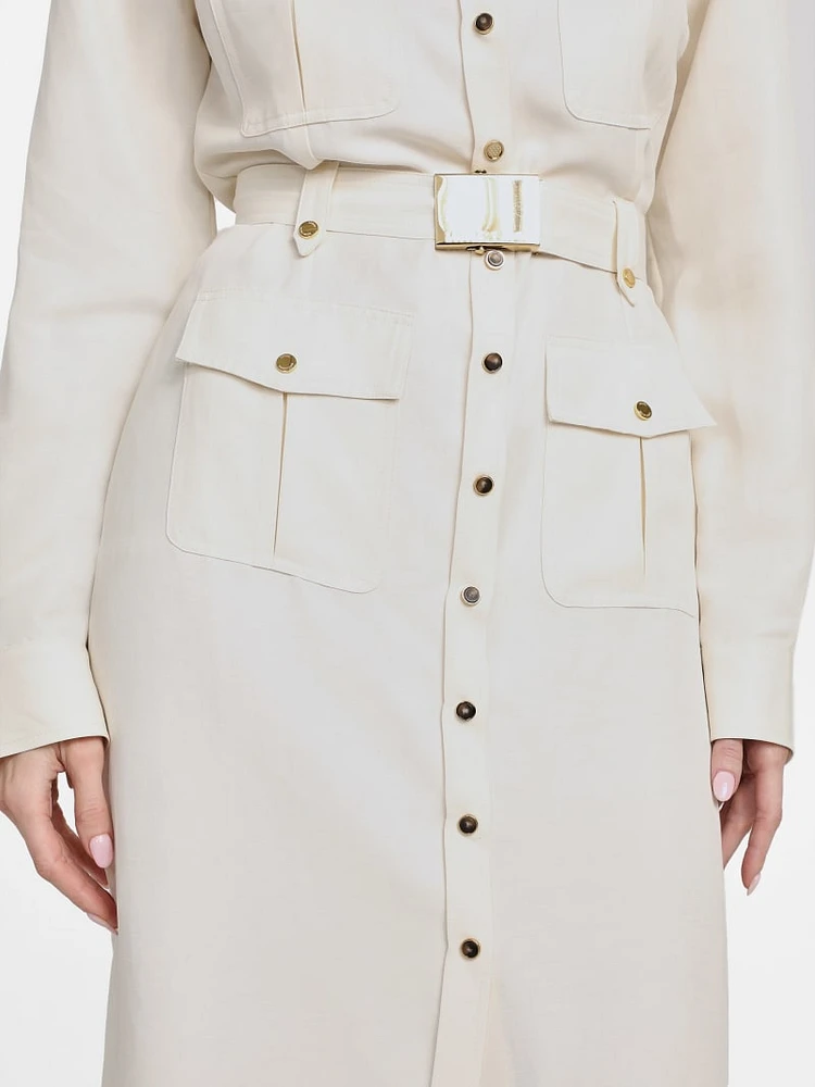 Eco Greta Linen-Blend Safari Dress