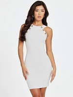 Janet Button Ribbed Sweater Dress