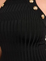 Janet Button Ribbed Sweater Dress