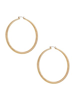 Gold-Tone Textured Large Hoop Earrings