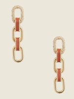 Mixed-Material Drop Chain Earrings