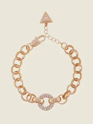 Gold-Tone Crystal Rolo Chain Bracelet