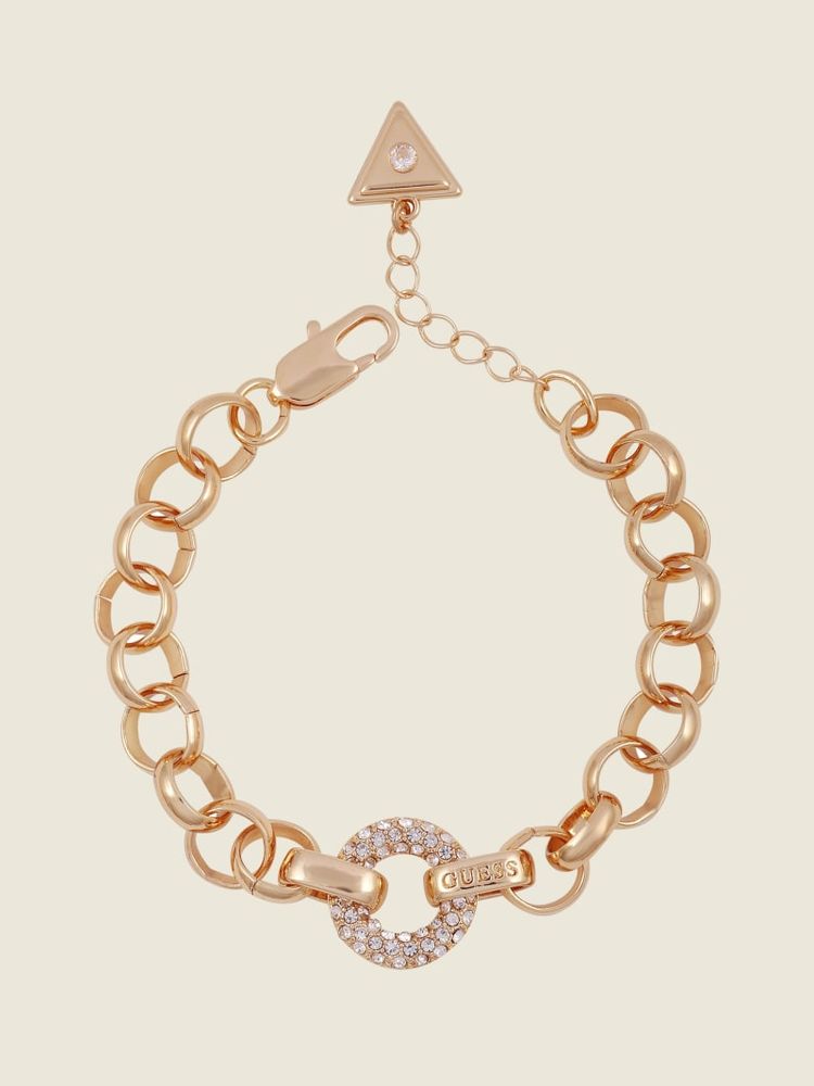 Gold-Tone Crystal Rolo Chain Bracelet