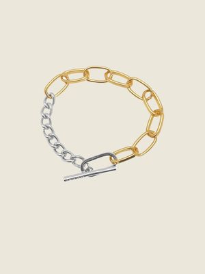 Multi-Tone Mixed Chain-Link Bracelet