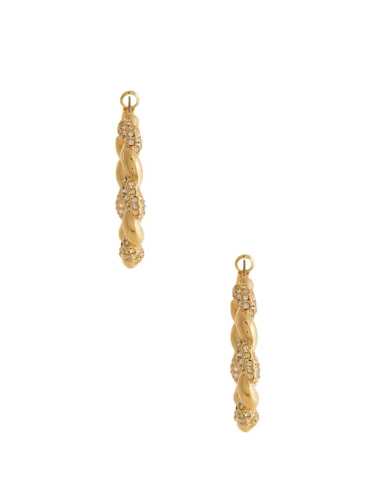 Twist and Stones Gold-Tone Hoop Earrings