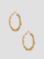 Twist and Stones Gold-Tone Hoop Earrings