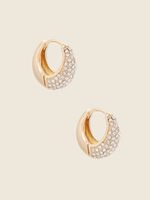 Gold-Tone Stones Huggie Hoop Earrings