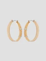 Textured Gold-Tone and Crystal Hoop Earrings