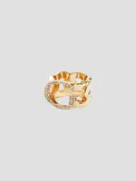 Gold-Tone Rhinestone G Ring
