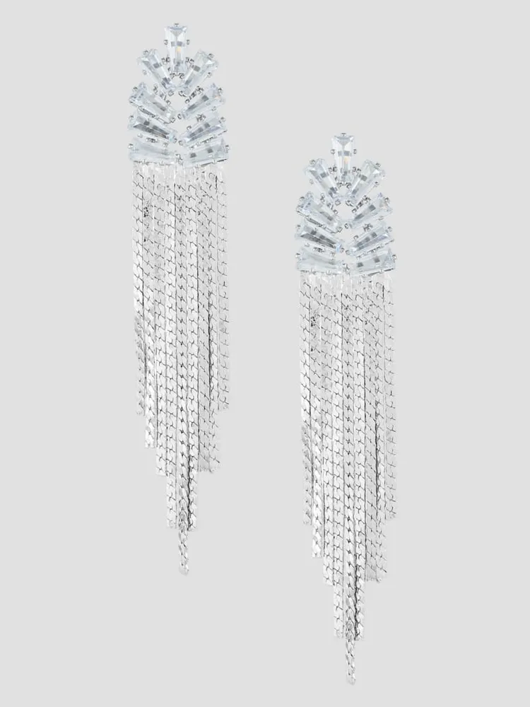 Silver-Tone Mini Statement Linear Earrings