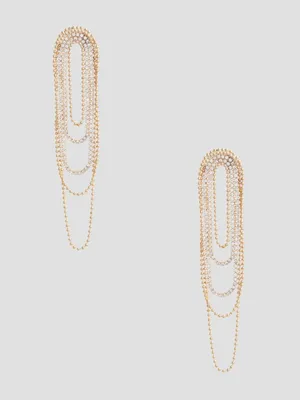 Gold-Tone Rhinestone Statement Drop Earrings