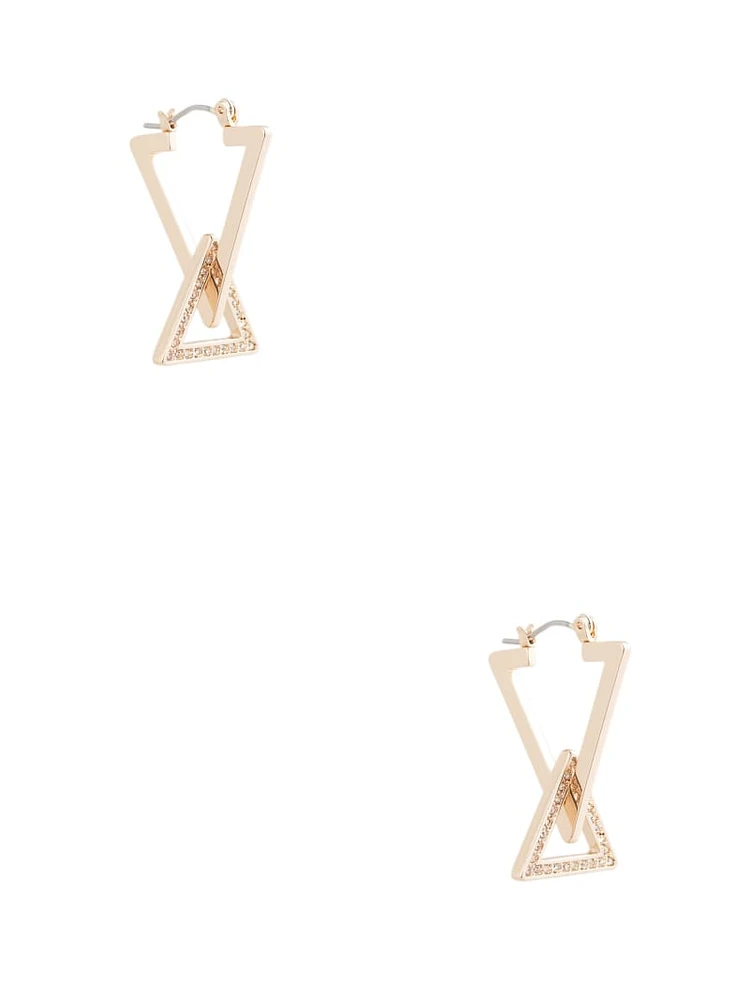 Gold-Tone Triangle Hoop Earrings
