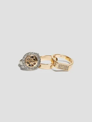 Gold-Tone Quattro G Ring Set - Size 7