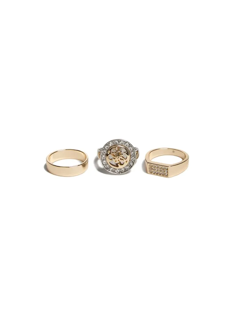 Gold-Tone Quattro G Ring Set - Size 7