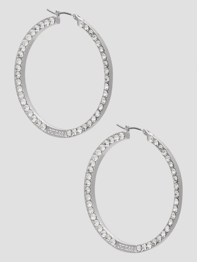 Silver-Tone Oversized Hoop Earrings