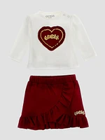 Heart Tee and Ruffled Skirt Set (0-12M)