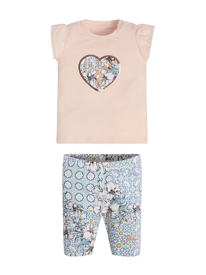 Mixed Print Heart Tee and Leggings Set (0-24M)