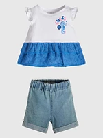 Tee and Denim Shorts Set (0-24M)