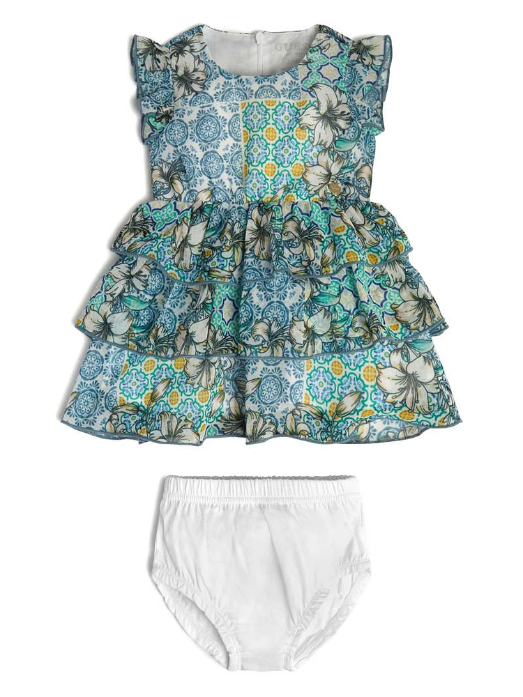 Printed Chiffon Dress and Bloomers Set (0-24M)