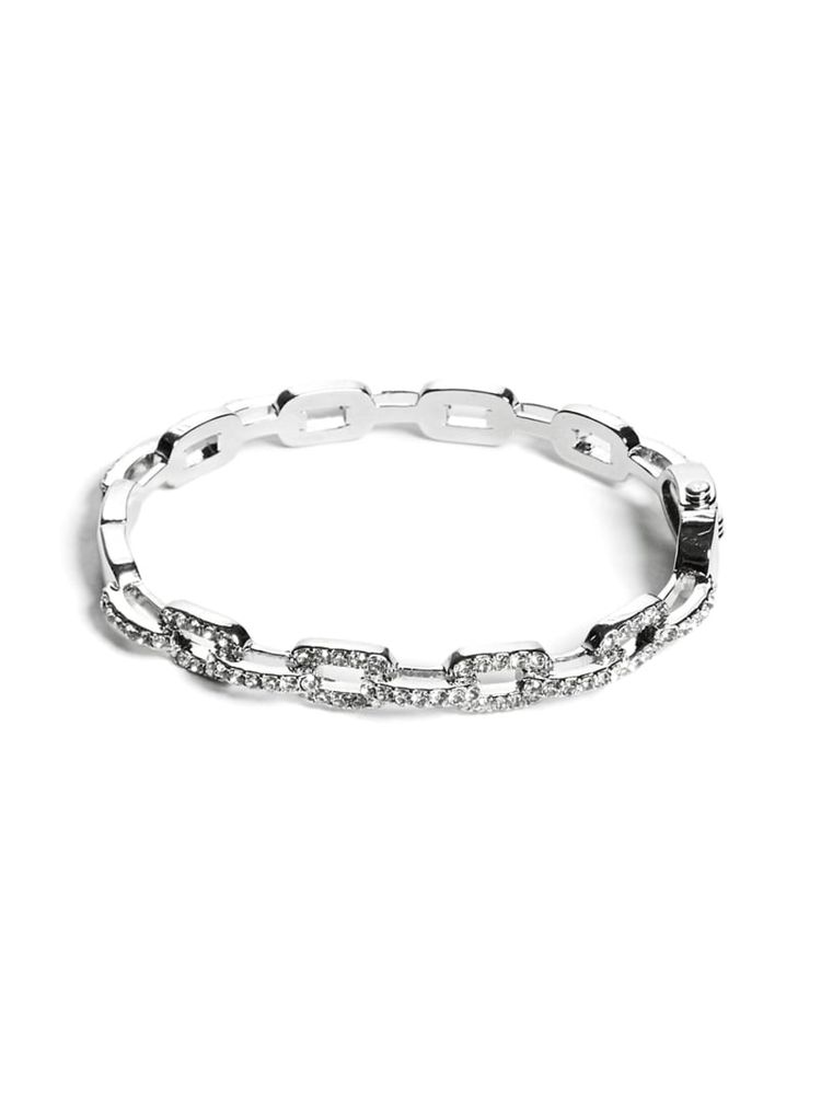 Rhinestone Chain-Link Bangle Bracelet